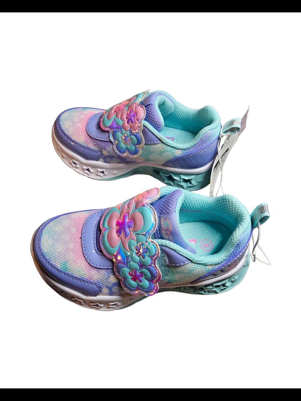 NWOT Toddler size 8 Sport by Skechers  LightUp Sneakers in Purple, blue and Teal - Picture 2 of 9